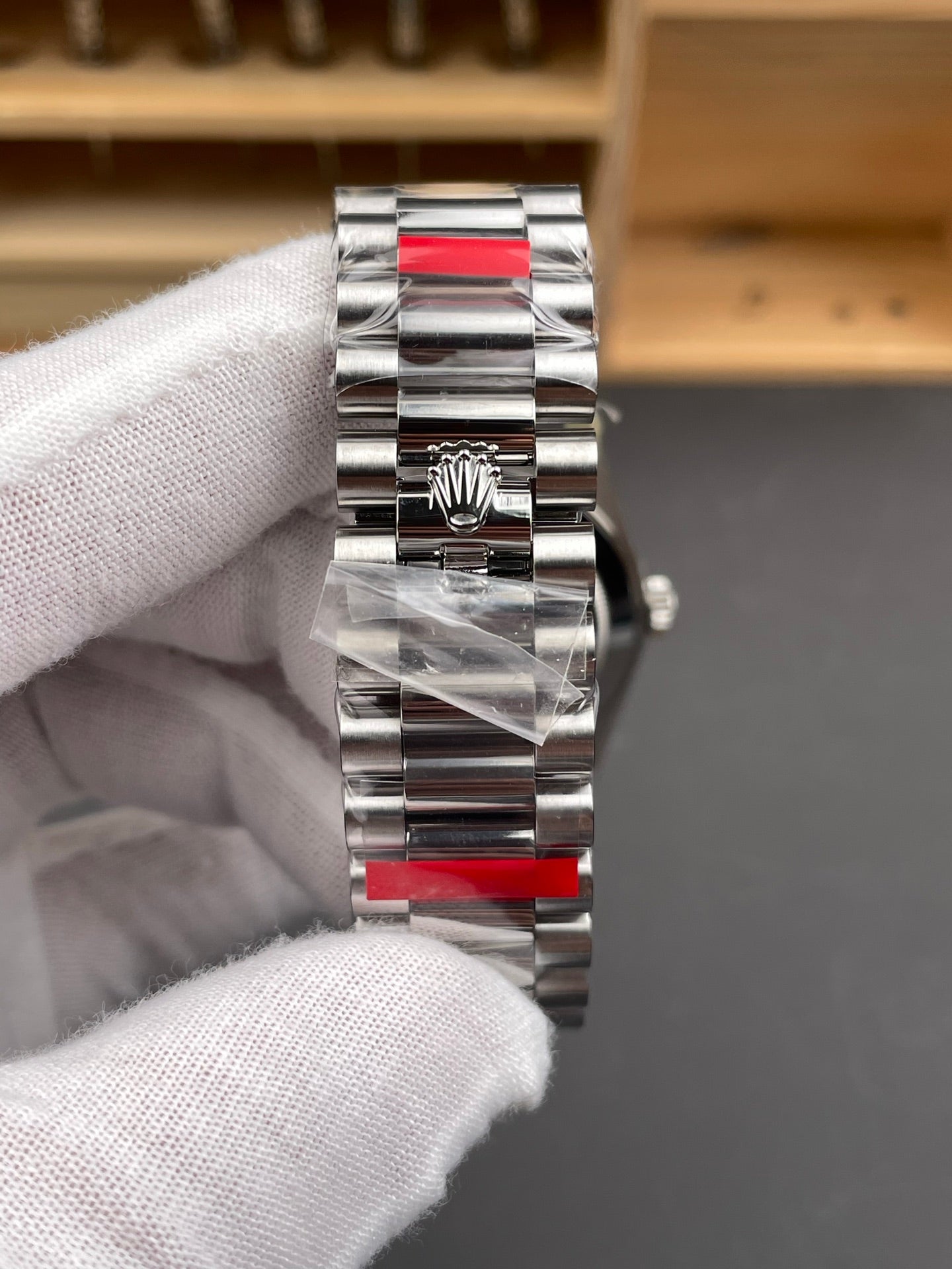 Rolex Day-Date Black Dial Stick Markers + Fluted Bezel + President