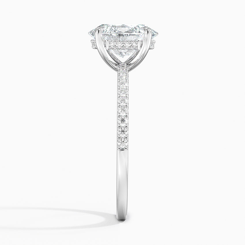 3ct Oval Perfect Fit Half Coverage Hidden Halo Diamond Ring 18K White Gold