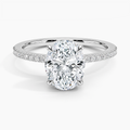 3ct Oval Perfect Fit Half Coverage Hidden Halo Diamond Ring 18K White Gold