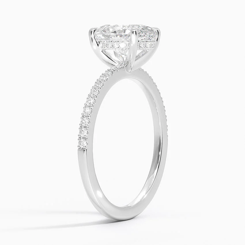 3ct Oval Perfect Fit Half Coverage Hidden Halo Diamond Ring 18K White Gold
