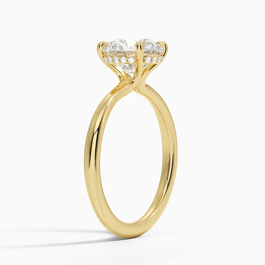 3ct Round Freesia Hidden Halo Diamond Ring 18K Yellow Gold