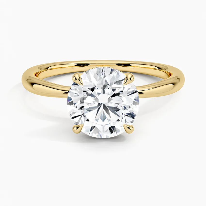 3ct Round Freesia Hidden Halo Diamond Ring 18K Yellow Gold