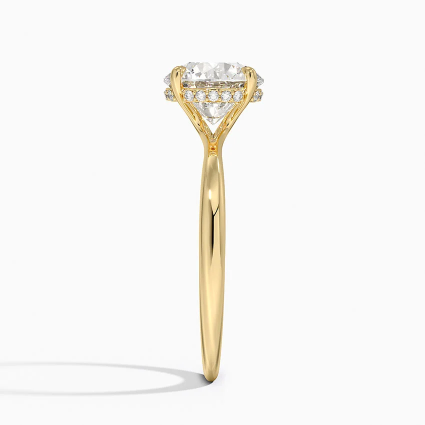 3ct Round Freesia Hidden Halo Diamond Ring 18K Yellow Gold