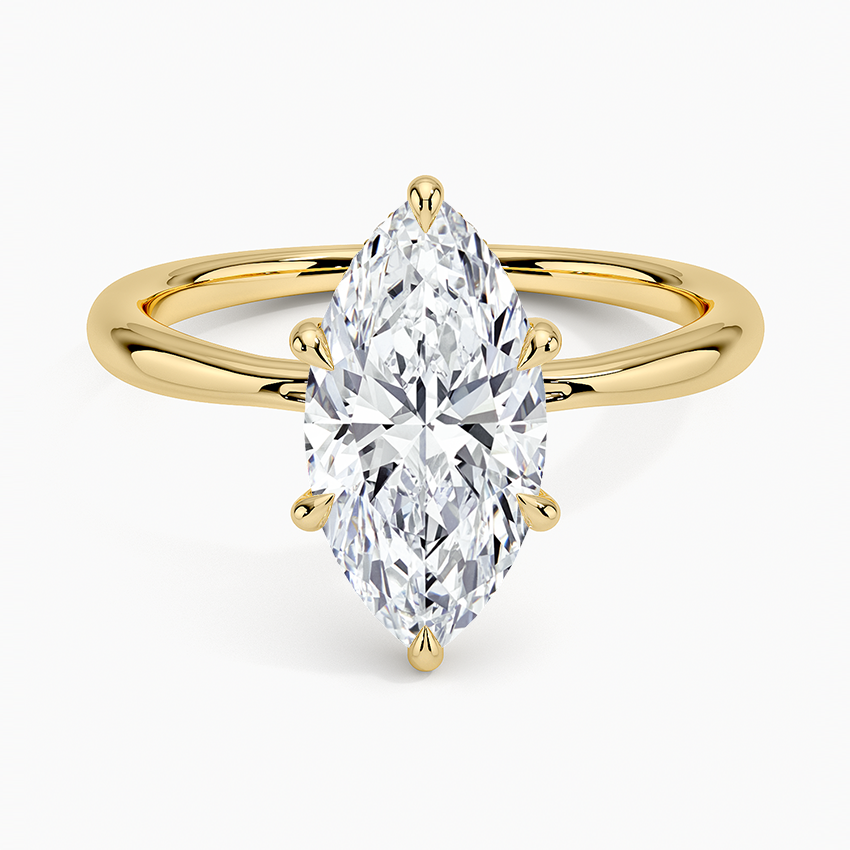 18K Yellow Gold 3ct Marquise Cut Lab-Grown Diamond E VVS2 Solitaire Ring