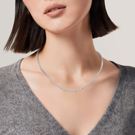 16 in. Perfect Three-Prong Diamond Tennis Necklace (5 ct. tw.) in 18K White Gold