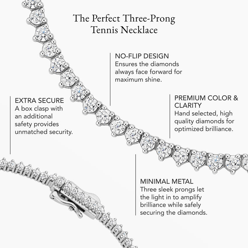16 in. Perfect Three-Prong Diamond Tennis Necklace (5 ct. tw.) in 18K White Gold