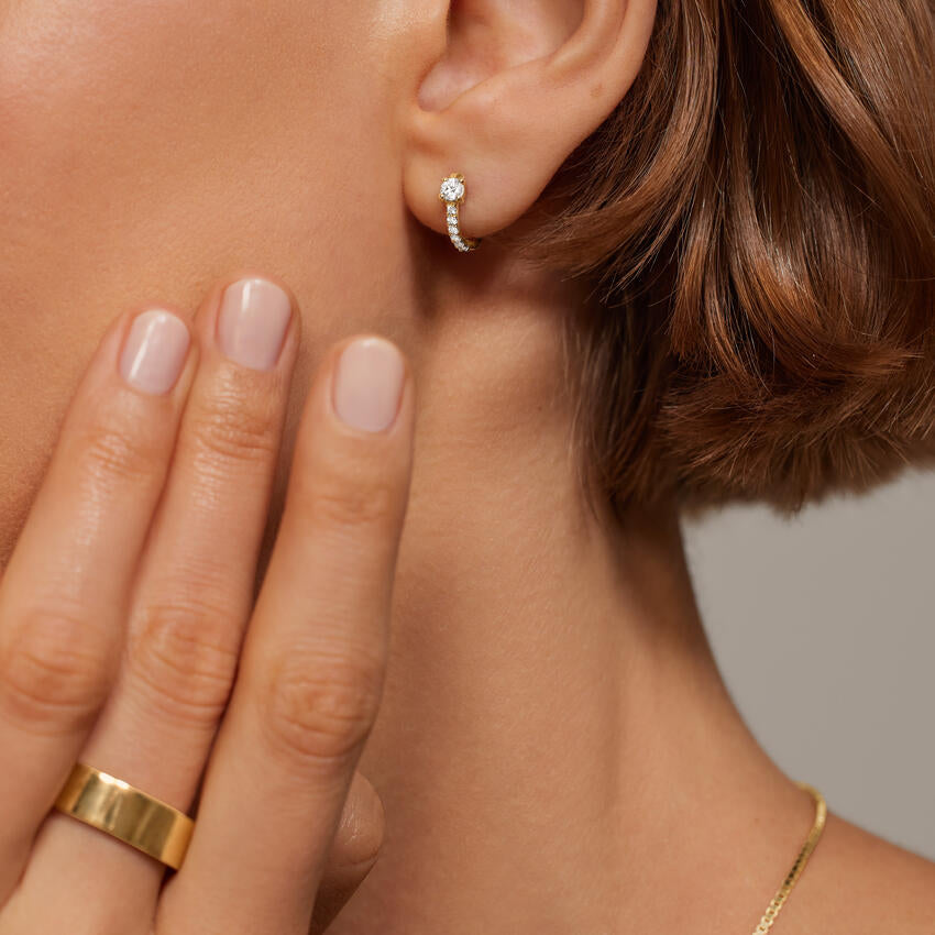 Taylor Lab Diamond Huggie Earrings 14K Yellow Gold