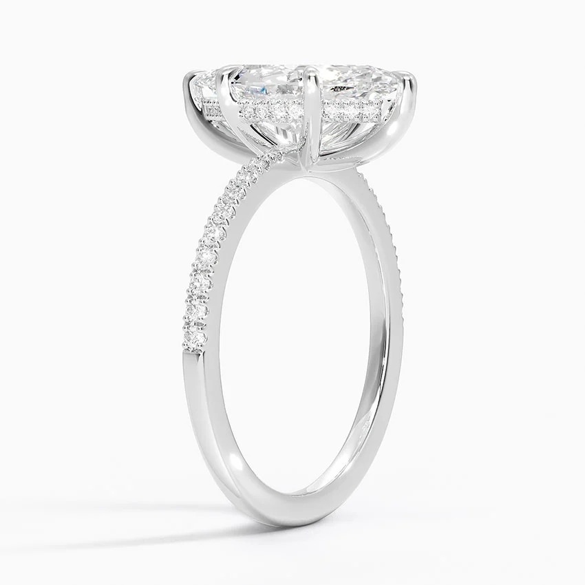 3ct Marquise Perfect Fit Half Coverage Hidden Halo Diamond Ring 18K White Gold