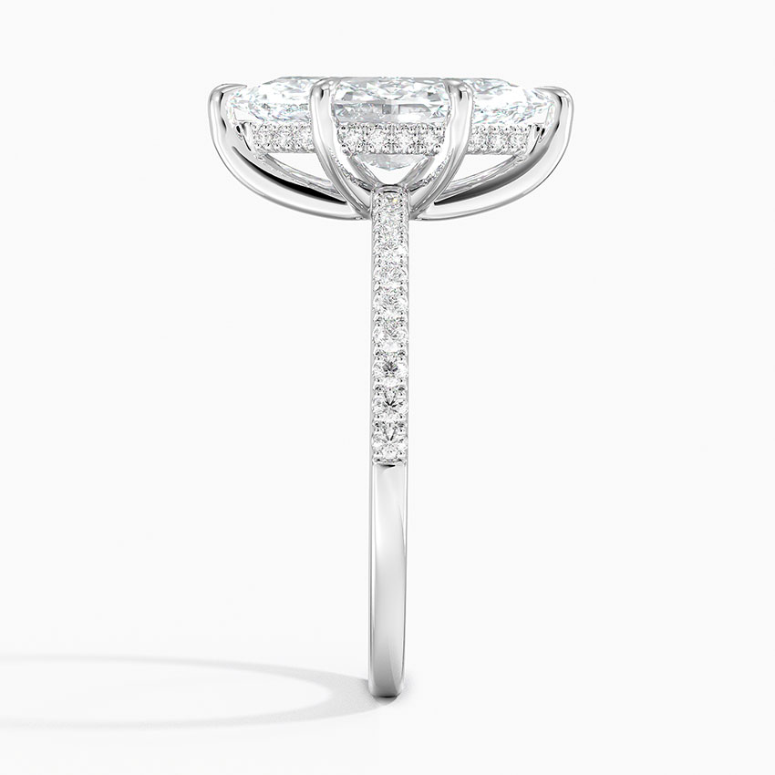 3ct Marquise Perfect Fit Half Coverage Hidden Halo Diamond Ring 18K White Gold