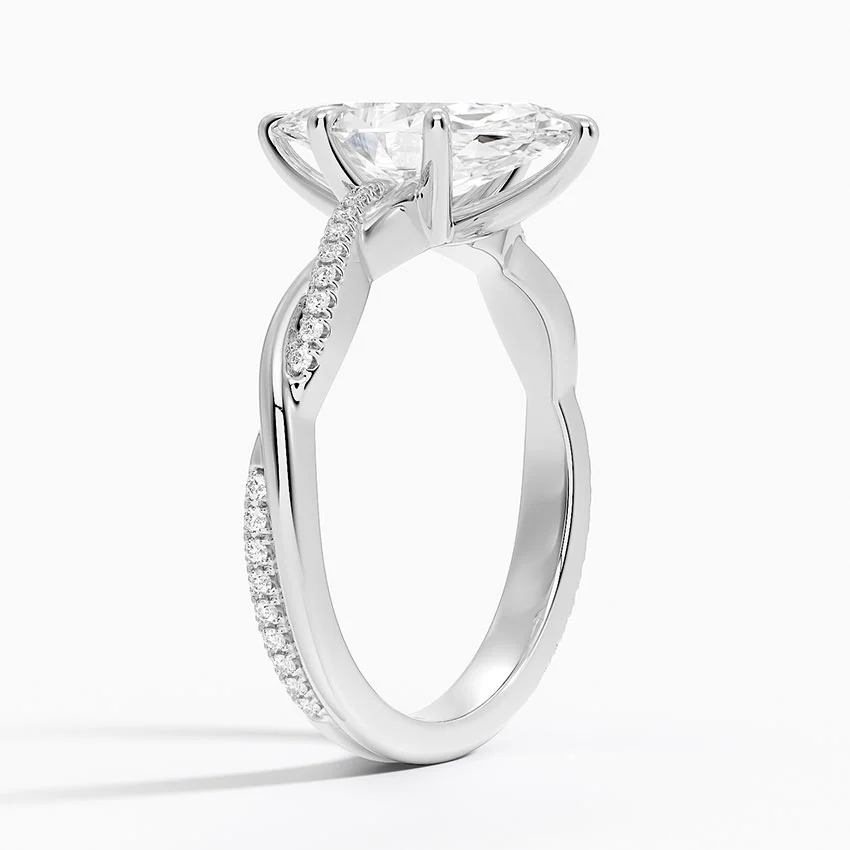 3ct Marquise Petite Twisted Vine Diamond Ring 18K White Gold