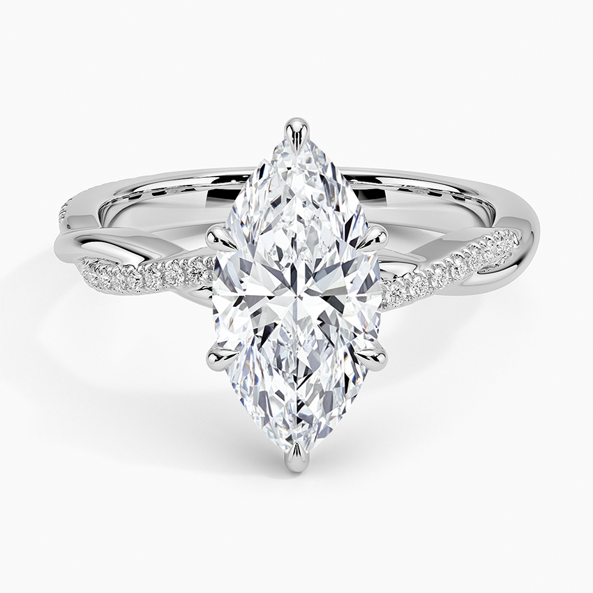 3ct Marquise Petite Twisted Vine Diamond Ring 18K White Gold