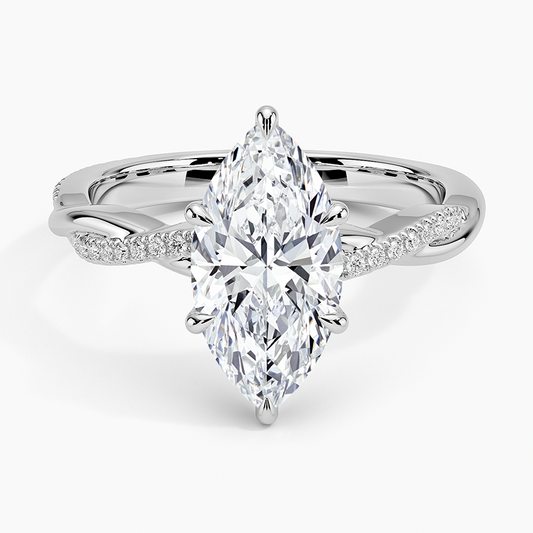 3ct Marquise Petite Twisted Vine Diamond Ring 18K White Gold