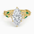 3ct Marquise Secret Garden Lab Emerald and Diamond Ring 18K Yellow Gold