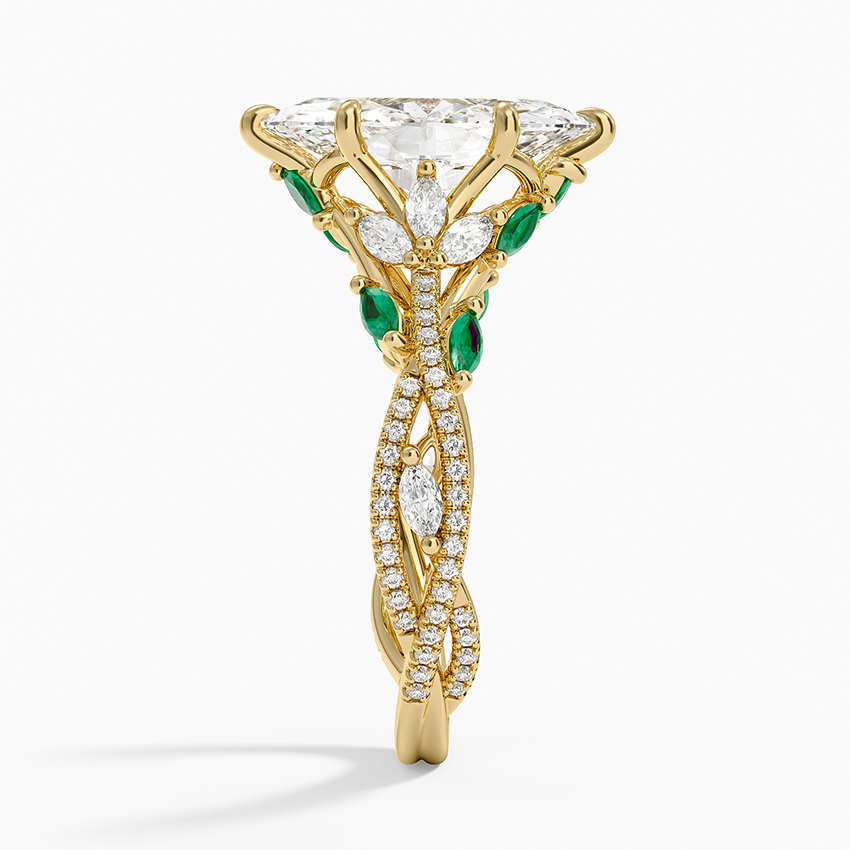 3ct Marquise Luxe Secret Garden Lab Emerald and Diamond Ring in 18K Yellow Gold