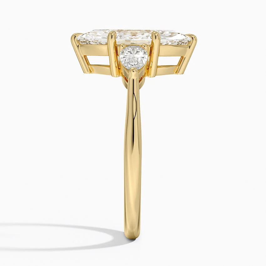 3ct Marquise Lab-Grown Diamond Three-Stone Ring — 18K yellow gold