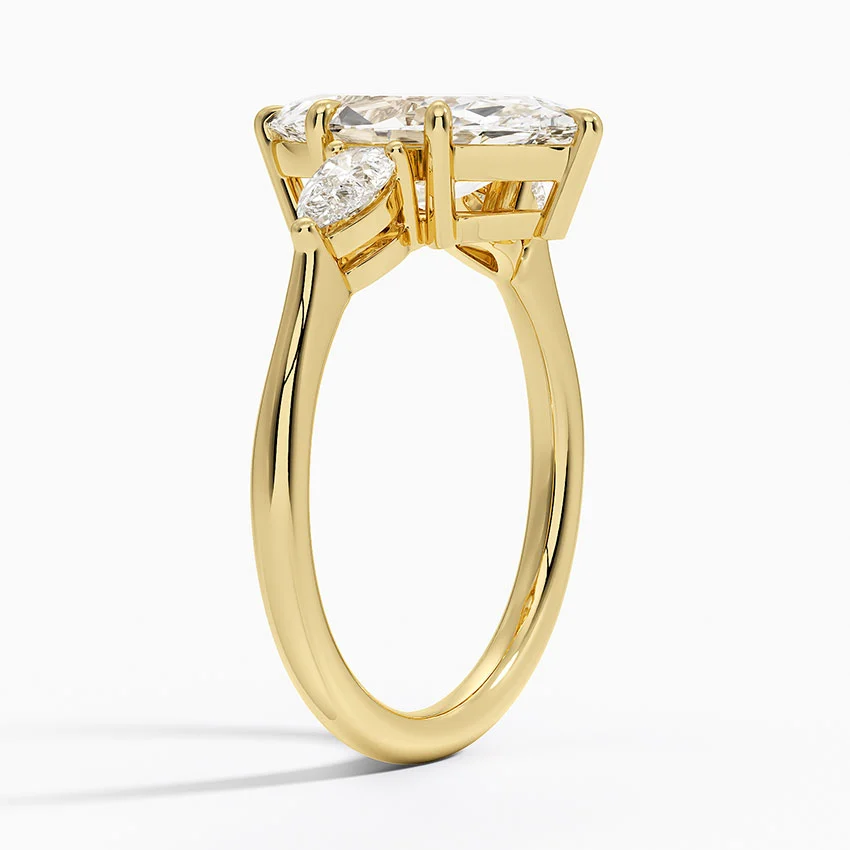 3ct Marquise Lab-Grown Diamond Three-Stone Ring — 18K yellow gold