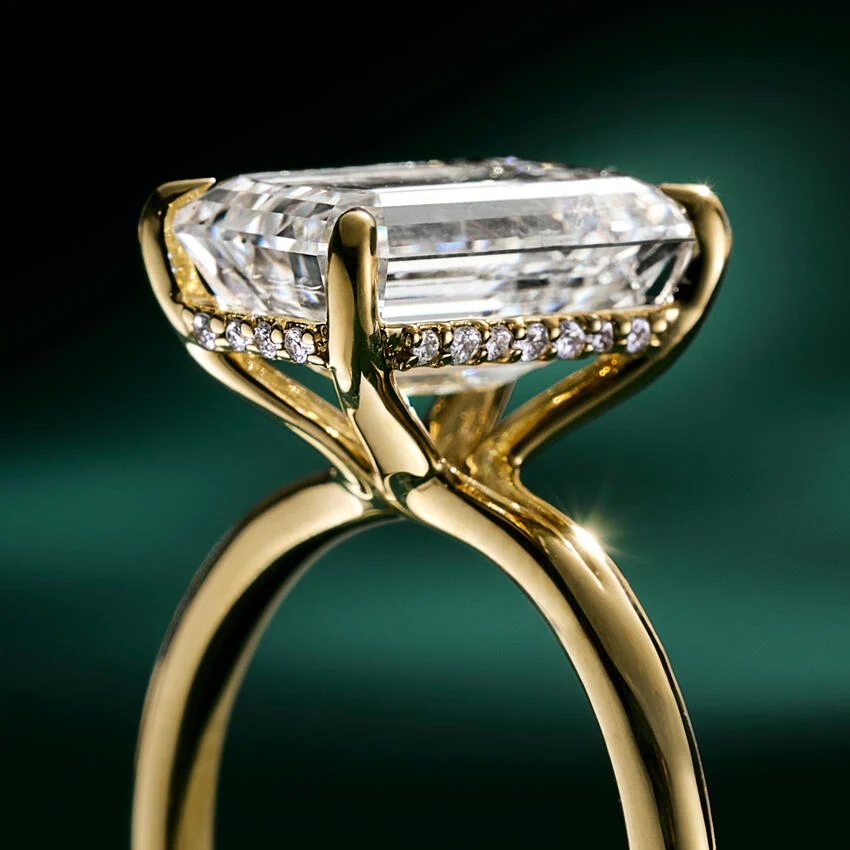 3ct Princess Freesia Hidden Halo Diamond Ring 18K Yellow Gold