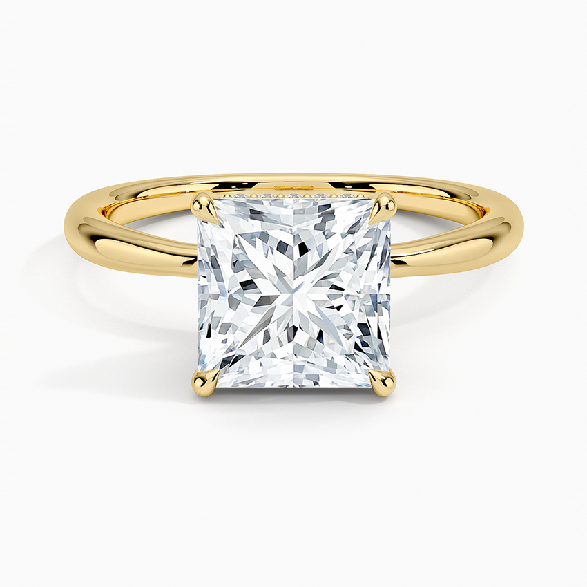 3ct Princess Freesia Hidden Halo Diamond Ring 18K Yellow Gold