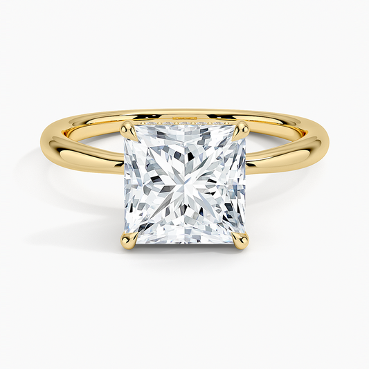 3ct Princess Freesia Hidden Halo Diamond Ring 18K Yellow Gold