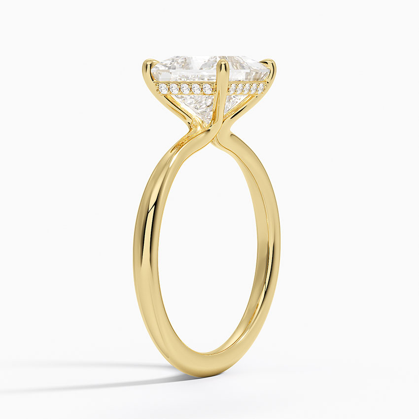 3ct Princess Freesia Hidden Halo Diamond Ring 18K Yellow Gold