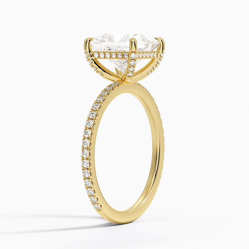 3ct Princess Viviana Three-Quarter Coverage Diamond Ring 18K Yellow Gold
