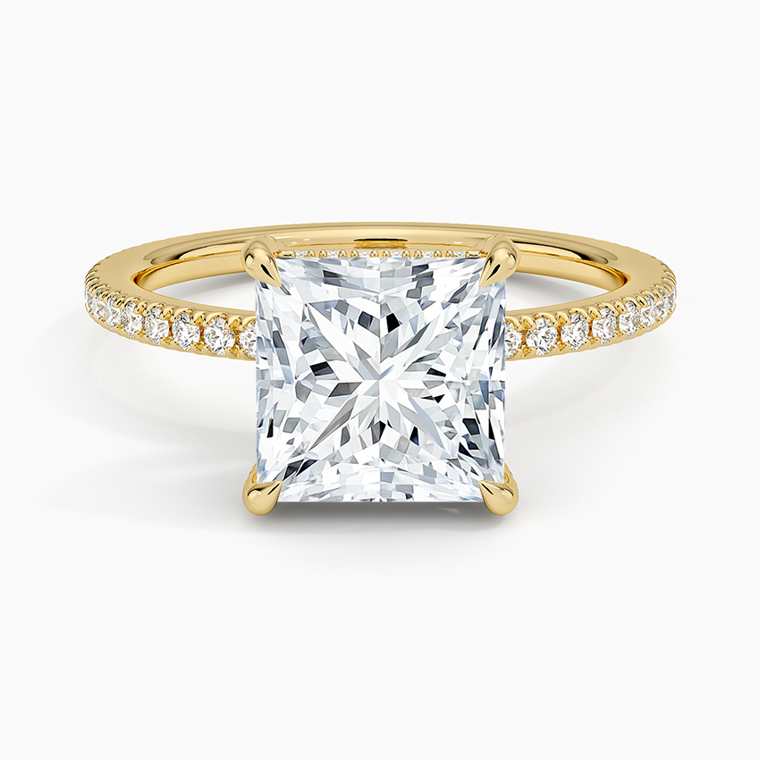 3ct Princess Viviana Three-Quarter Coverage Diamond Ring 18K Yellow Gold