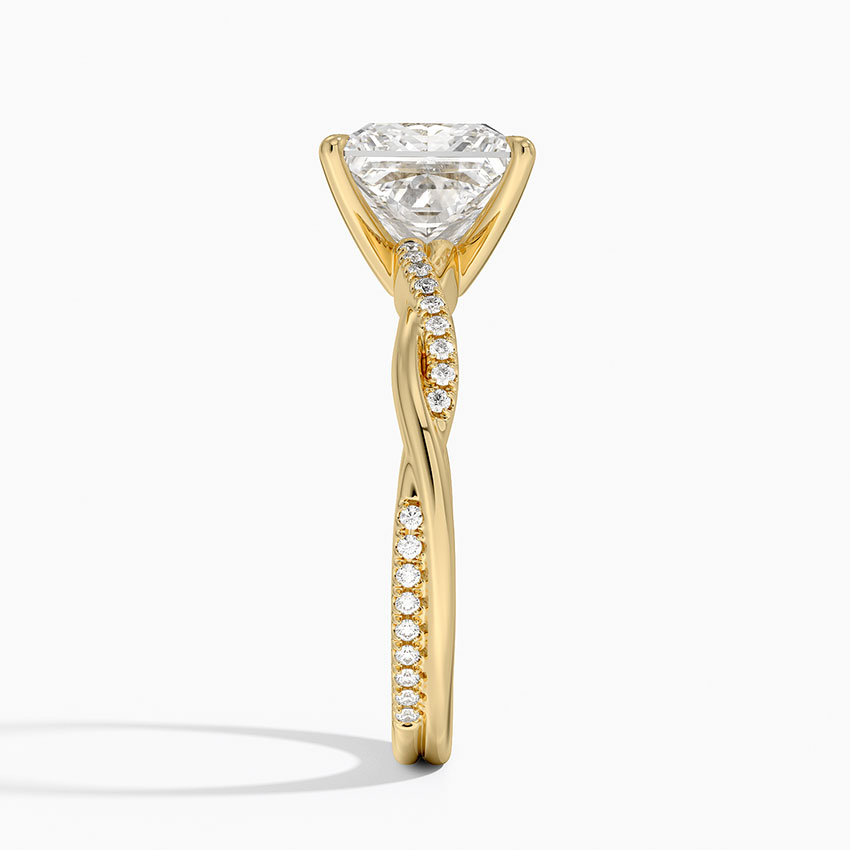3ct Princess Petite Twisted Vine Diamond Ring 18K Yellow Gold