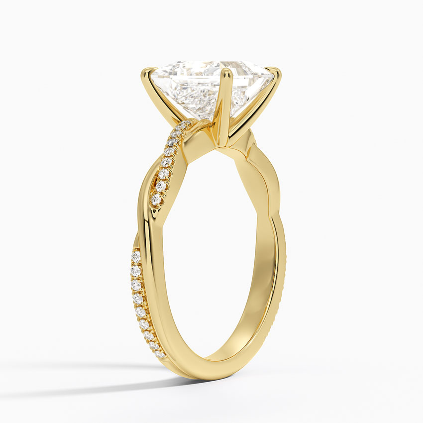 3ct Princess Petite Twisted Vine Diamond Ring 18K Yellow Gold