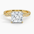 3ct Princess Petite Twisted Vine Diamond Ring 18K Yellow Gold