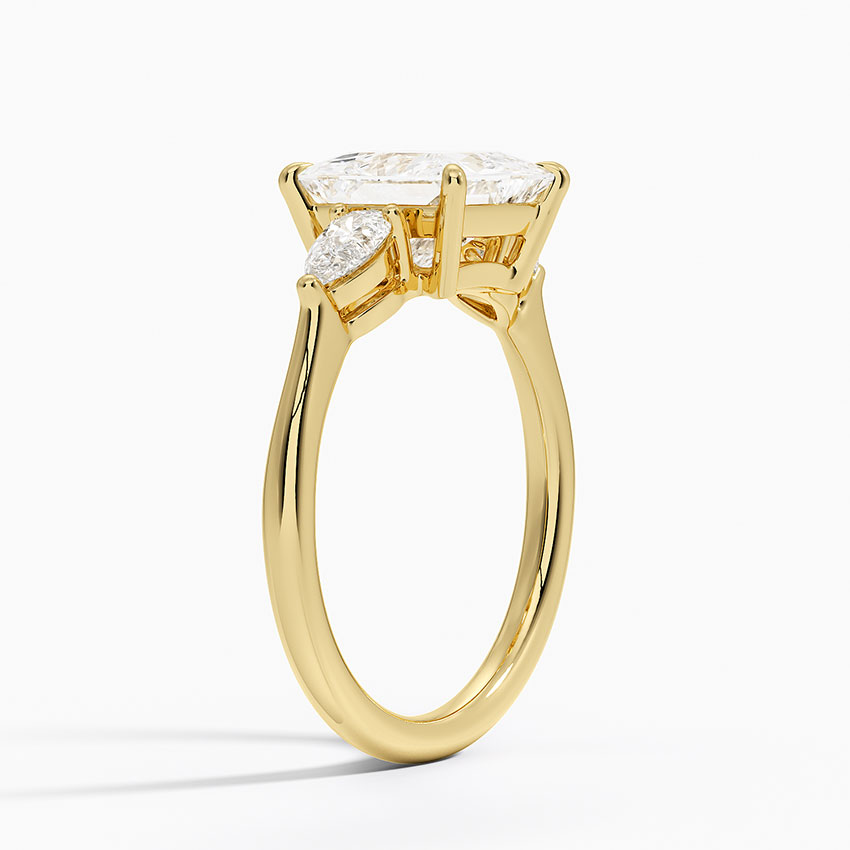 3ct Princess Opera Three Stone Diamond Ring in Yellow Gold
