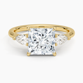 3ct Princess Opera Three Stone Diamond Ring in Yellow Gold