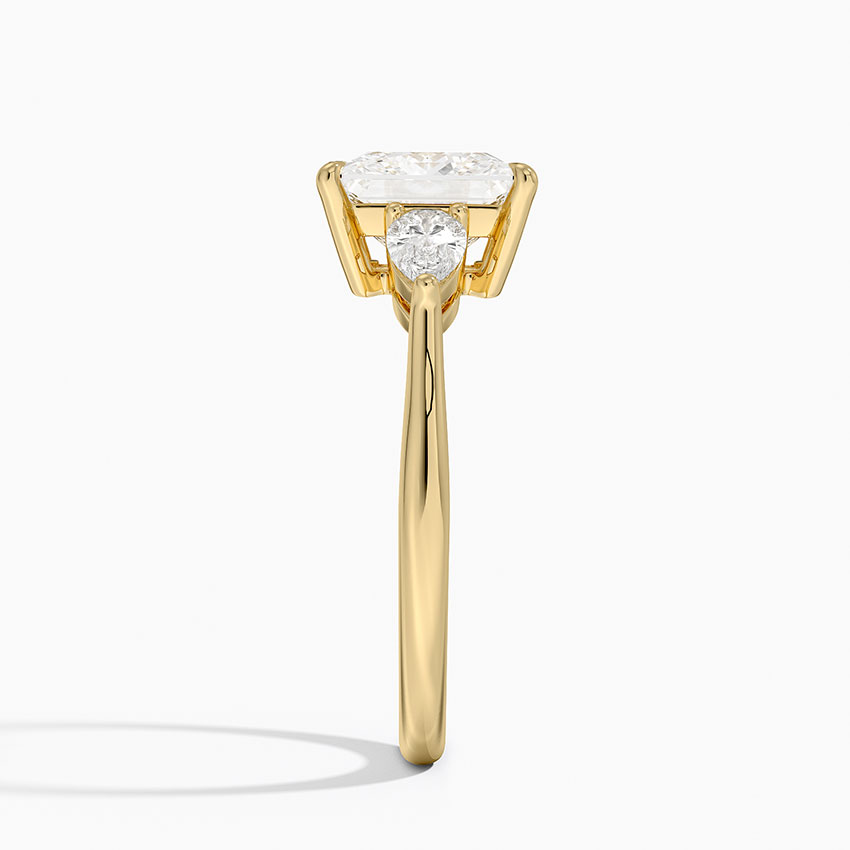3ct Princess Opera Three Stone Diamond Ring in Yellow Gold