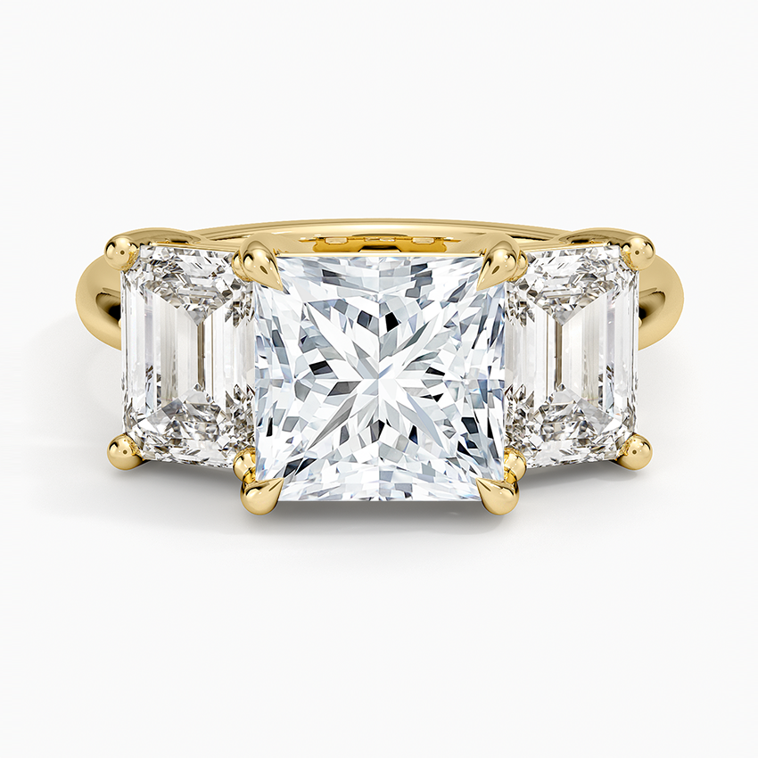 3ct Princess Luxe Rhiannon Three Stone Diamond Ring 18K Yellow Gold