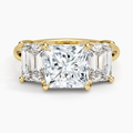 3ct Princess Luxe Rhiannon Three Stone Diamond Ring 18K Yellow Gold
