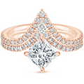 3ct Princess Nouveau Diamond Bridal Set Ring 14K Rose Gold