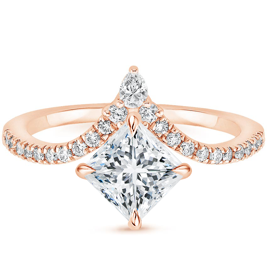 3ct Princess Nouveau Diamond Bridal Set Ring 14K Rose Gold