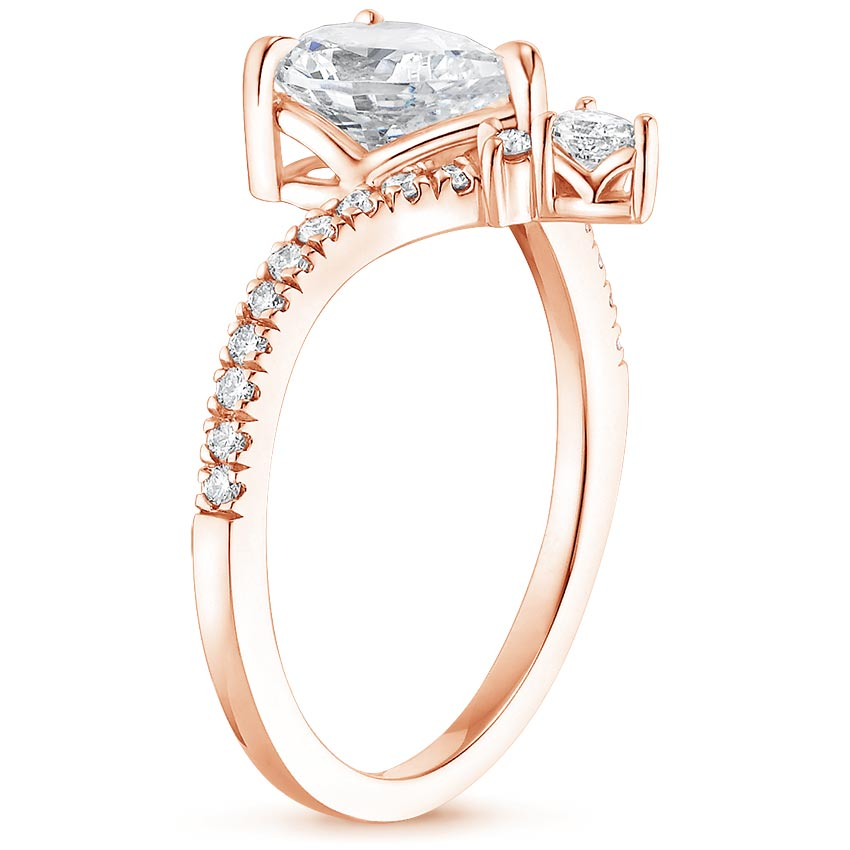 3ct Princess Nouveau Diamond Bridal Set Ring 14K Rose Gold