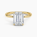 3ct Emerald Freesia Hidden Halo Diamond Ring in 18K Yellow Gold