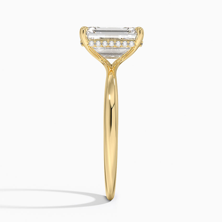 3ct Emerald Freesia Hidden Halo Diamond Ring in 18K Yellow Gold