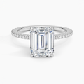 3ct Emerald Perfect Fit Half Coverage Hidden Halo Diamond Ring 18K White Gold