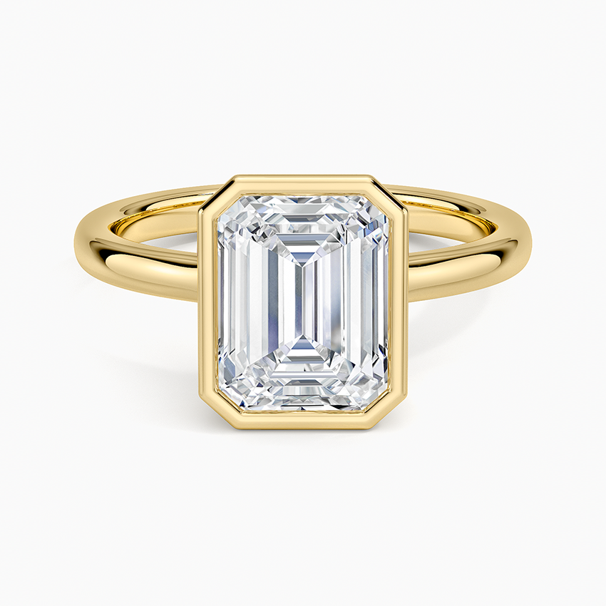 3ct Emerald Sylvie Perfect Fit Bezel Solitaire Ring 18K Yellow Gold