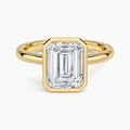 3ct Emerald Sylvie Perfect Fit Bezel Solitaire Ring 18K Yellow Gold