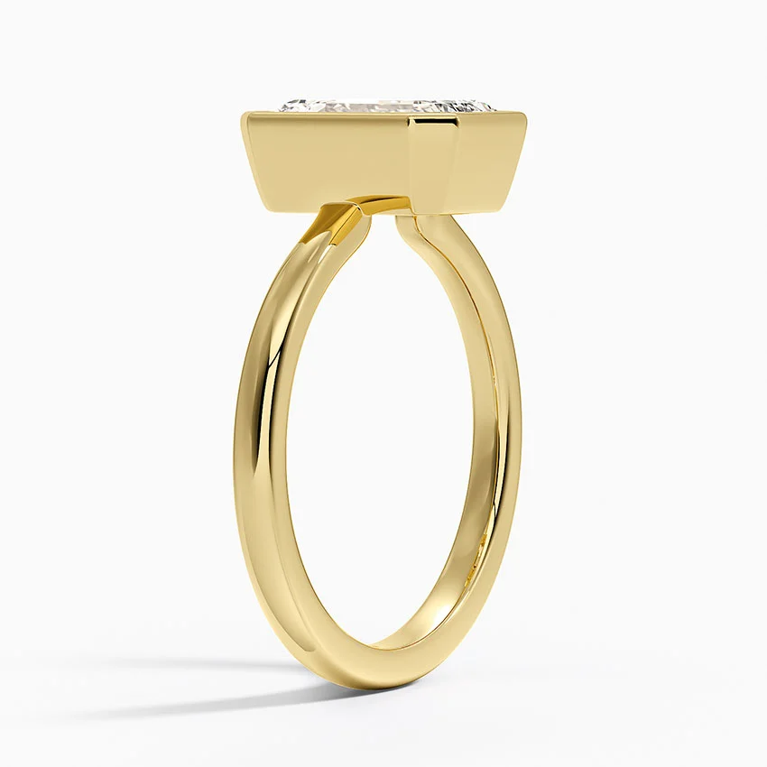 3ct Emerald Sylvie Perfect Fit Bezel Solitaire Ring 18K Yellow Gold