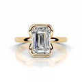 2ct Radiant Half Bezel Setting Solitaire Ring 18K Yellow Gold