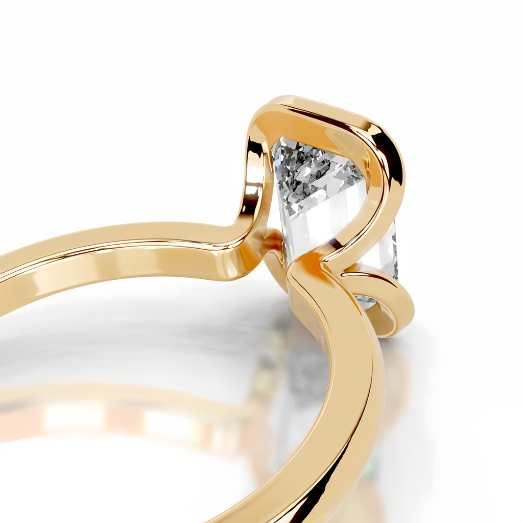 2ct Radiant Half Bezel Setting Solitaire Ring 18K Yellow Gold