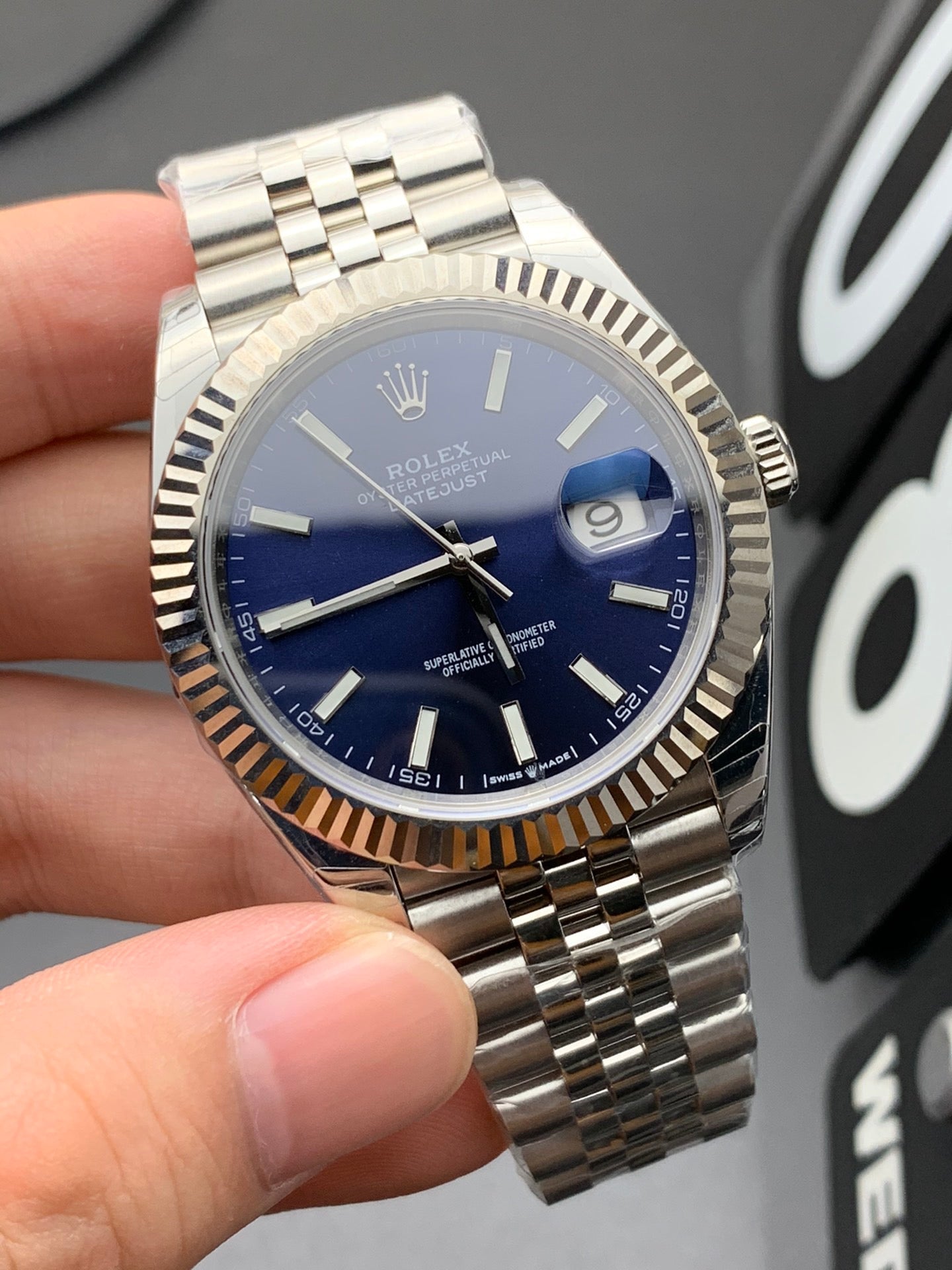 Rolex Datejust Blue Dial Stick Markers + Steel Bezel + Jubilee
