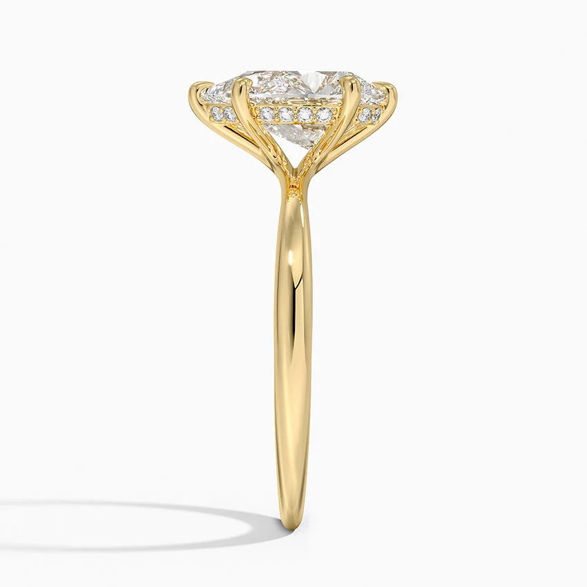 3ct Pear Freesia Hidden Halo Diamond Ring 18K Yellow Gold