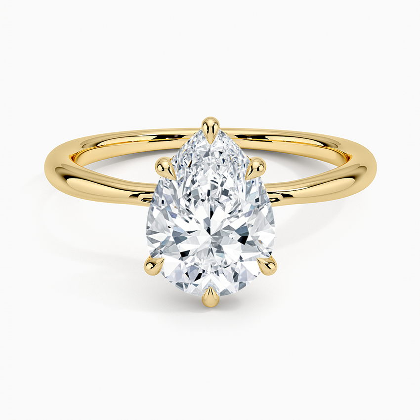 3ct Pear Freesia Hidden Halo Diamond Ring 18K Yellow Gold