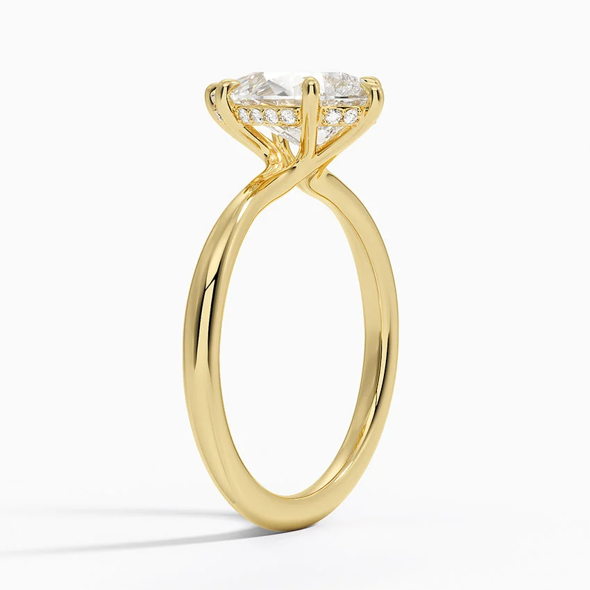 3ct Pear Freesia Hidden Halo Diamond Ring 18K Yellow Gold