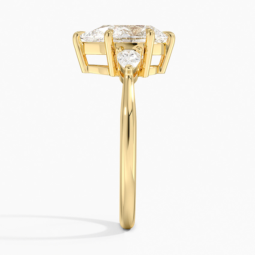3ct Pear Petite Opera Three Stone Diamond Ring 18K Yellow Gold
